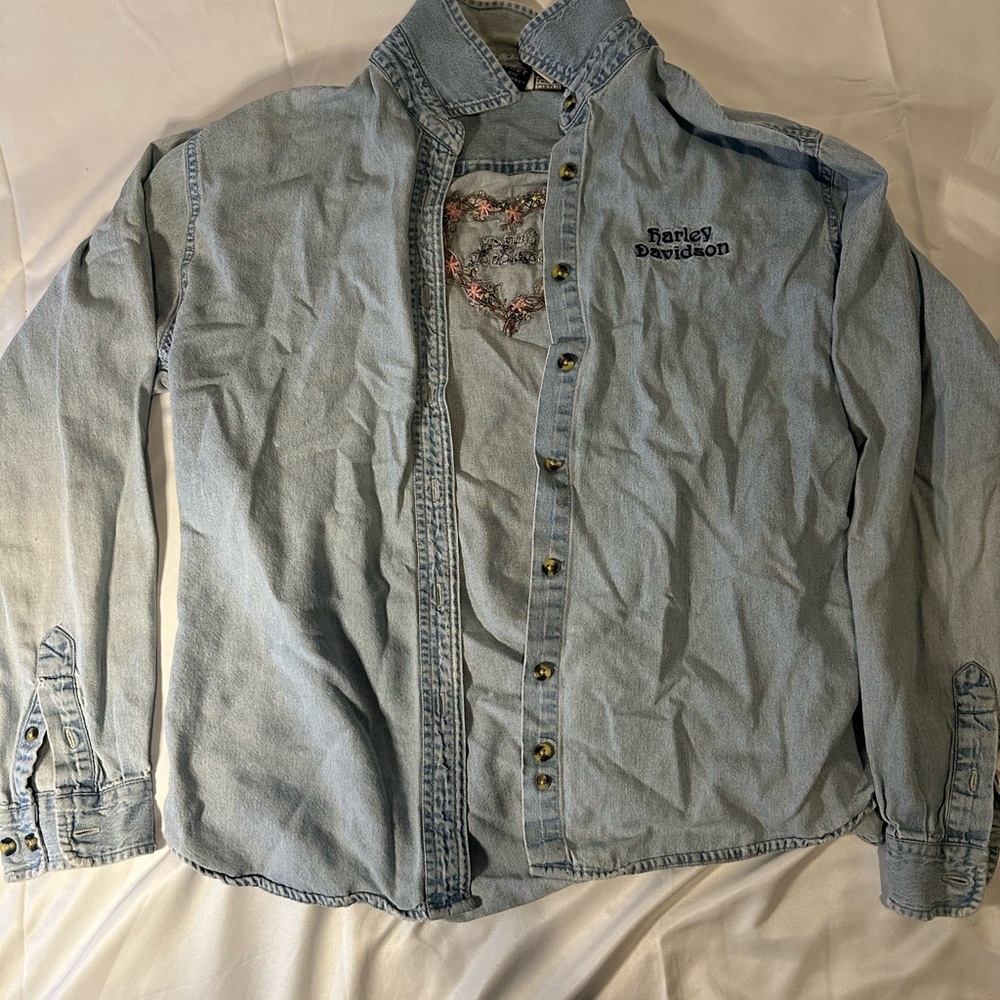 Harley-Davidson Blue Denim Button-Up Shirt